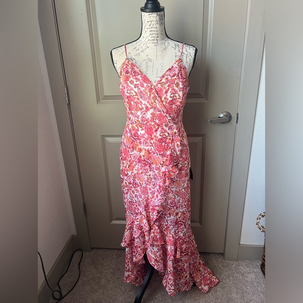 Lulu's Pink Floral High-Low Ruffle Slip Dress - Picture 2 of 12